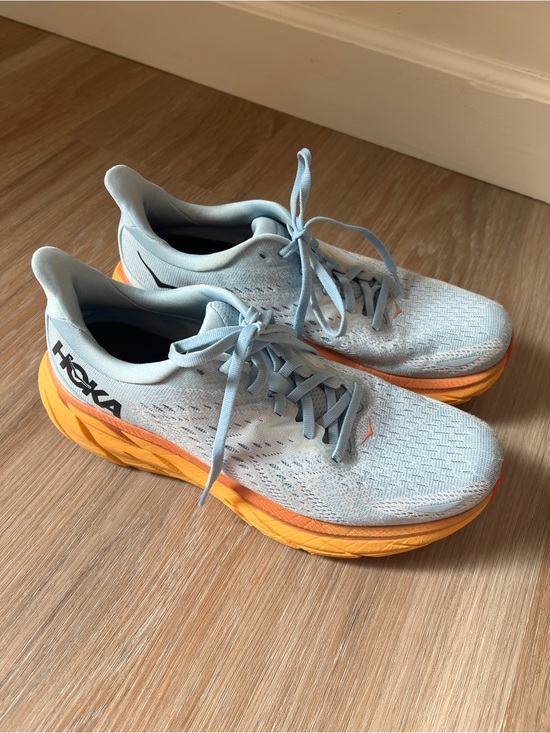 Hoka Shoes - Hoka One One Clifton 8 Running Shoes Blue Orange Women’s 9.5B summer ice